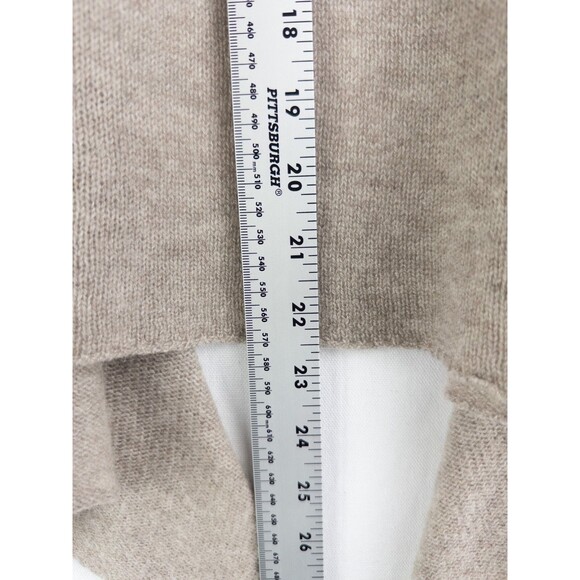 100% Cashmere Cardigan Womens PL Tan Open Front Knit Solid Minimalist - Picture 4 of 8